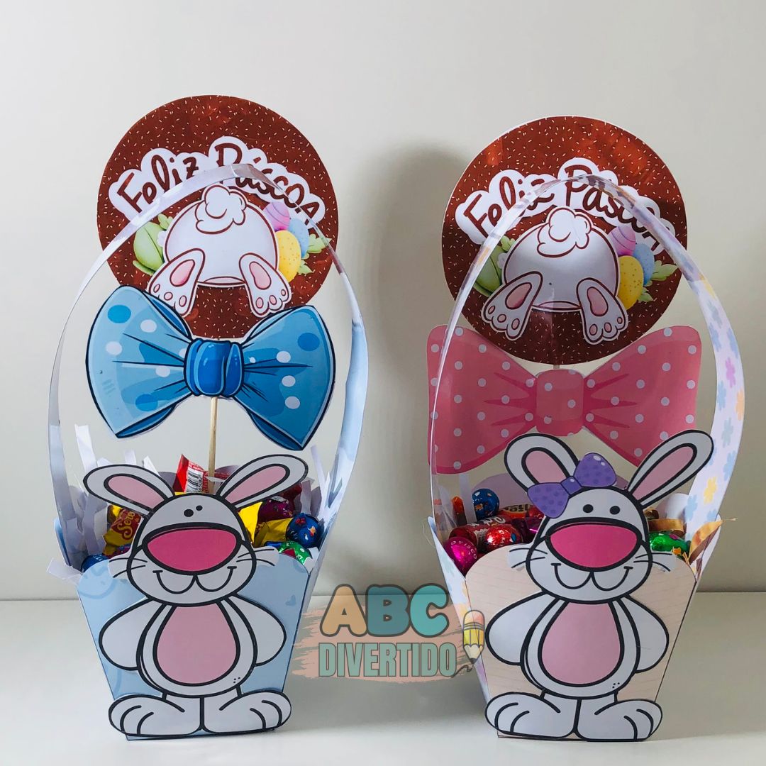Cestinhas Lembrancinhas de Páscoa Coelhinho Feliz Páscoa