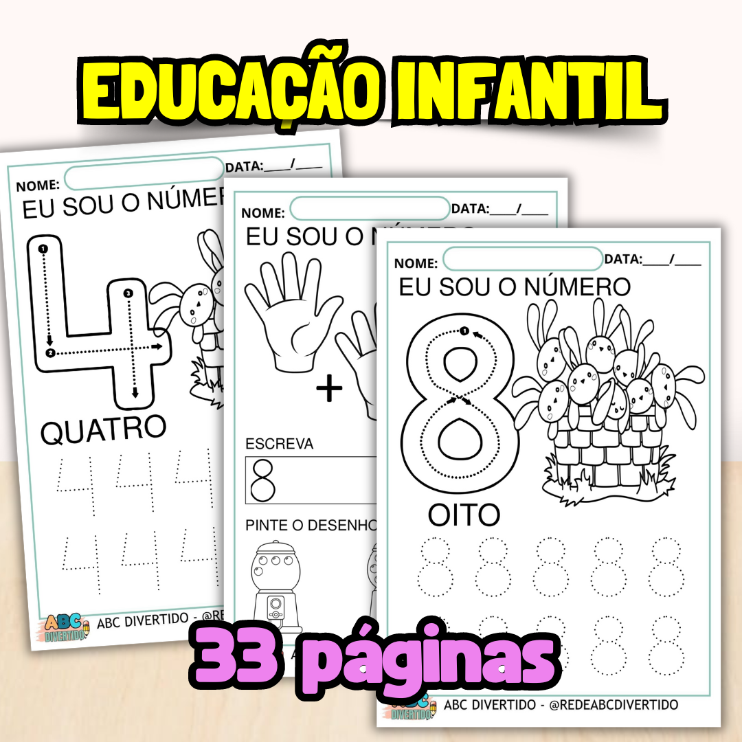 Matemática para educação infantil com 33 páginas de atividades números de 0 a 10