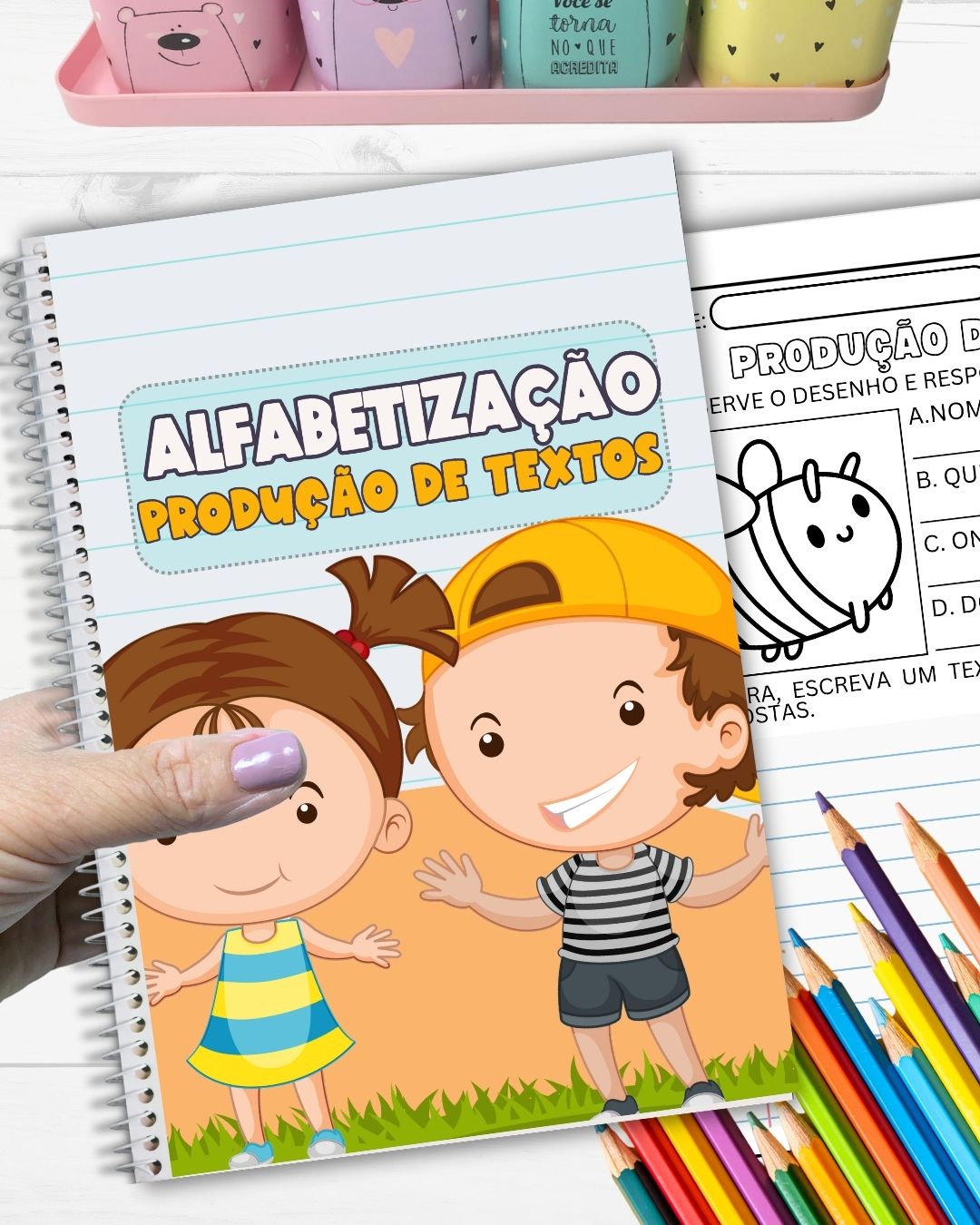 Caderno Produção de Textos com 50 páginas