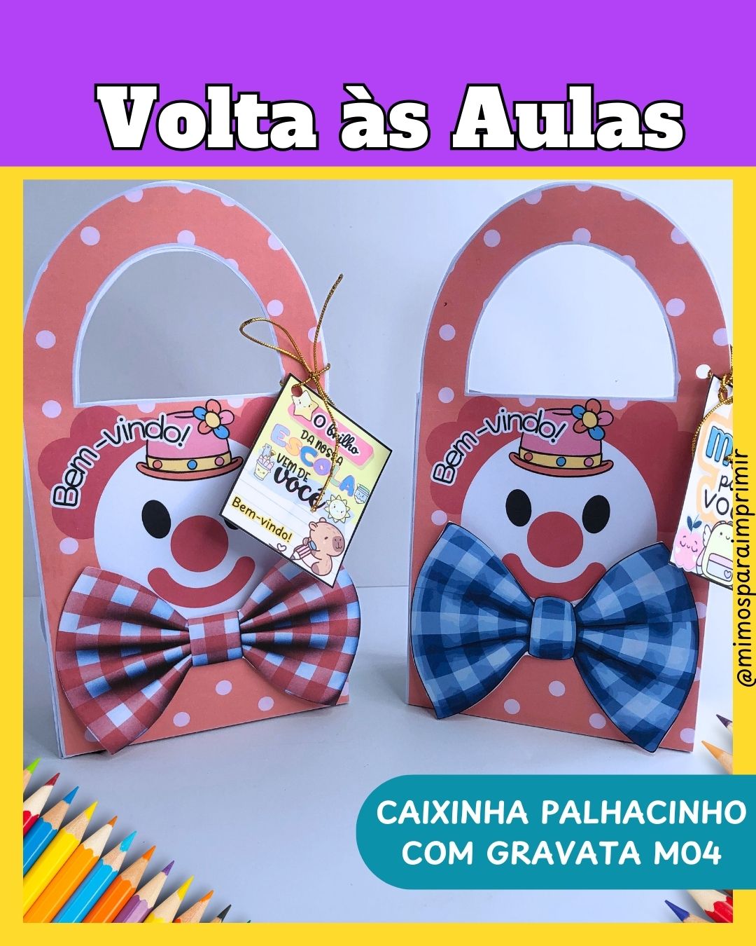 Caixinha Volta Às Aulas Palhacinho Gravata M04