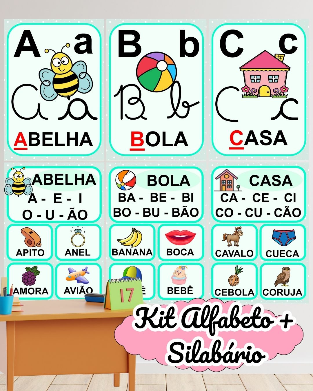 Kit sala de aula alfabeto + silabário Clube das Letrinhas