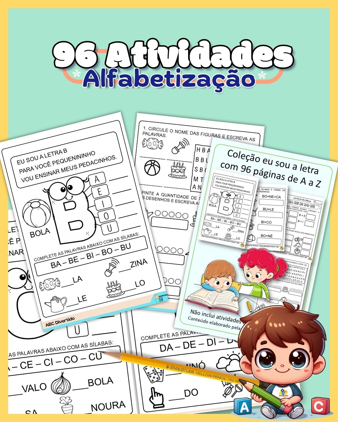 96 Atividades Sílabas Simples Caderno Eu Sou a Letra